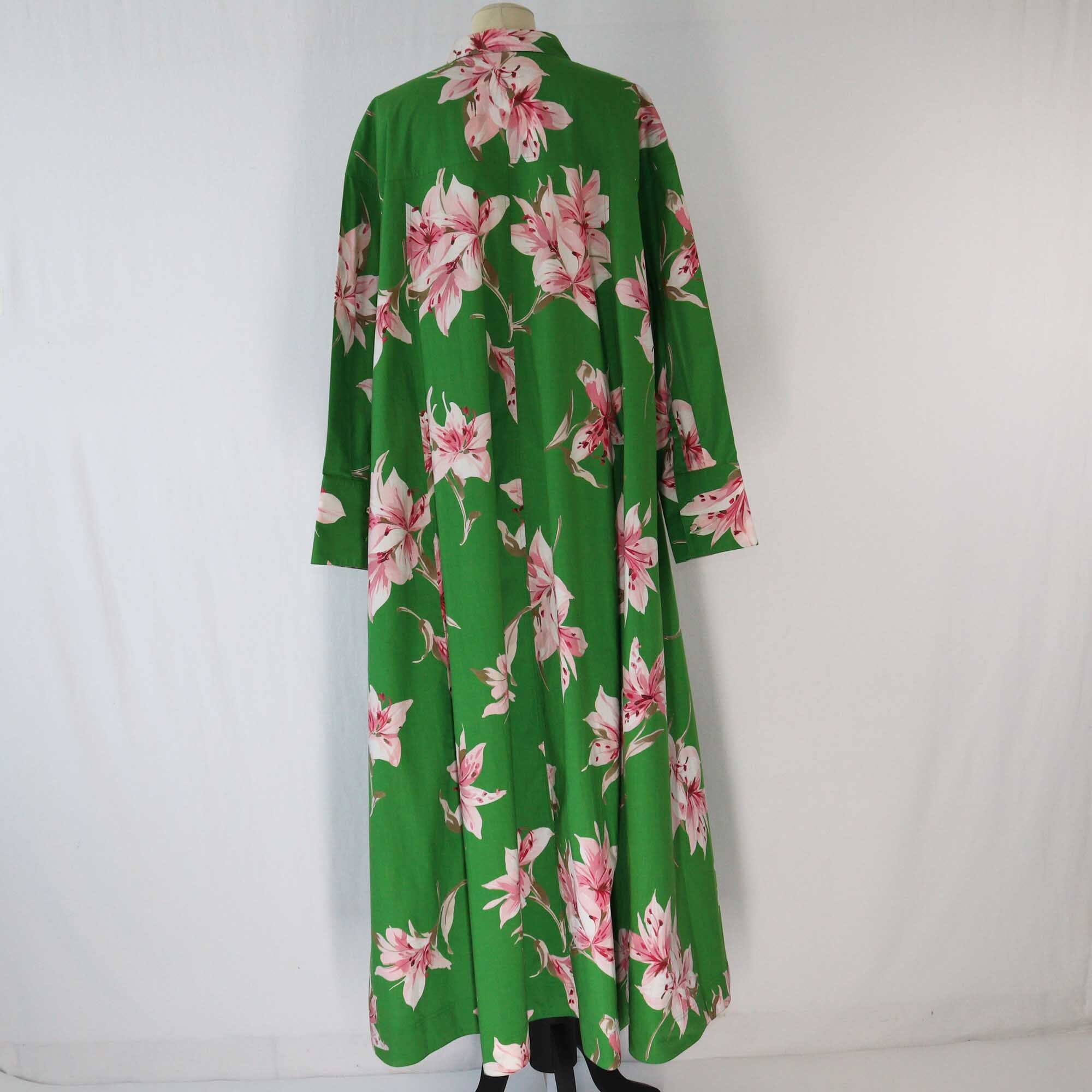 Valentino Green Lilium Print Evening Maxi Dress Clothing Valentino 