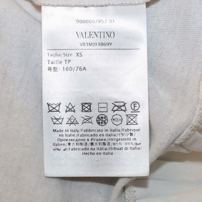Valentino Gold/White Cotton Pleated Short Sleeve Midi Dress