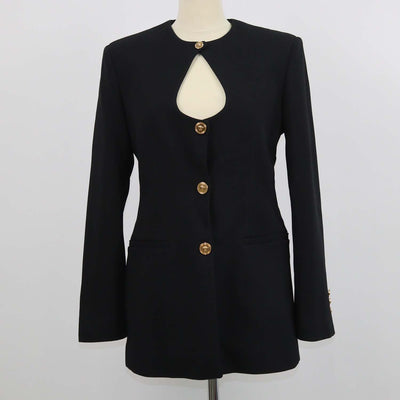 Versace Black Blend Acetate Keyhole Blazer