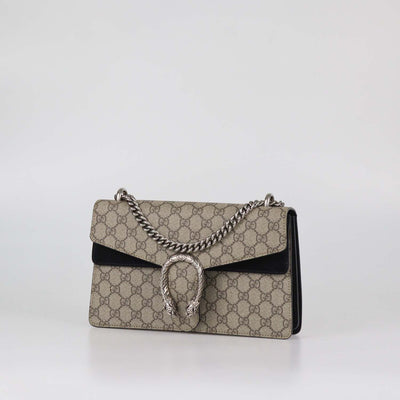 Gucci Beige/Black GG Supreme Canvas and Suede Small Dionysus Shoulder Bag