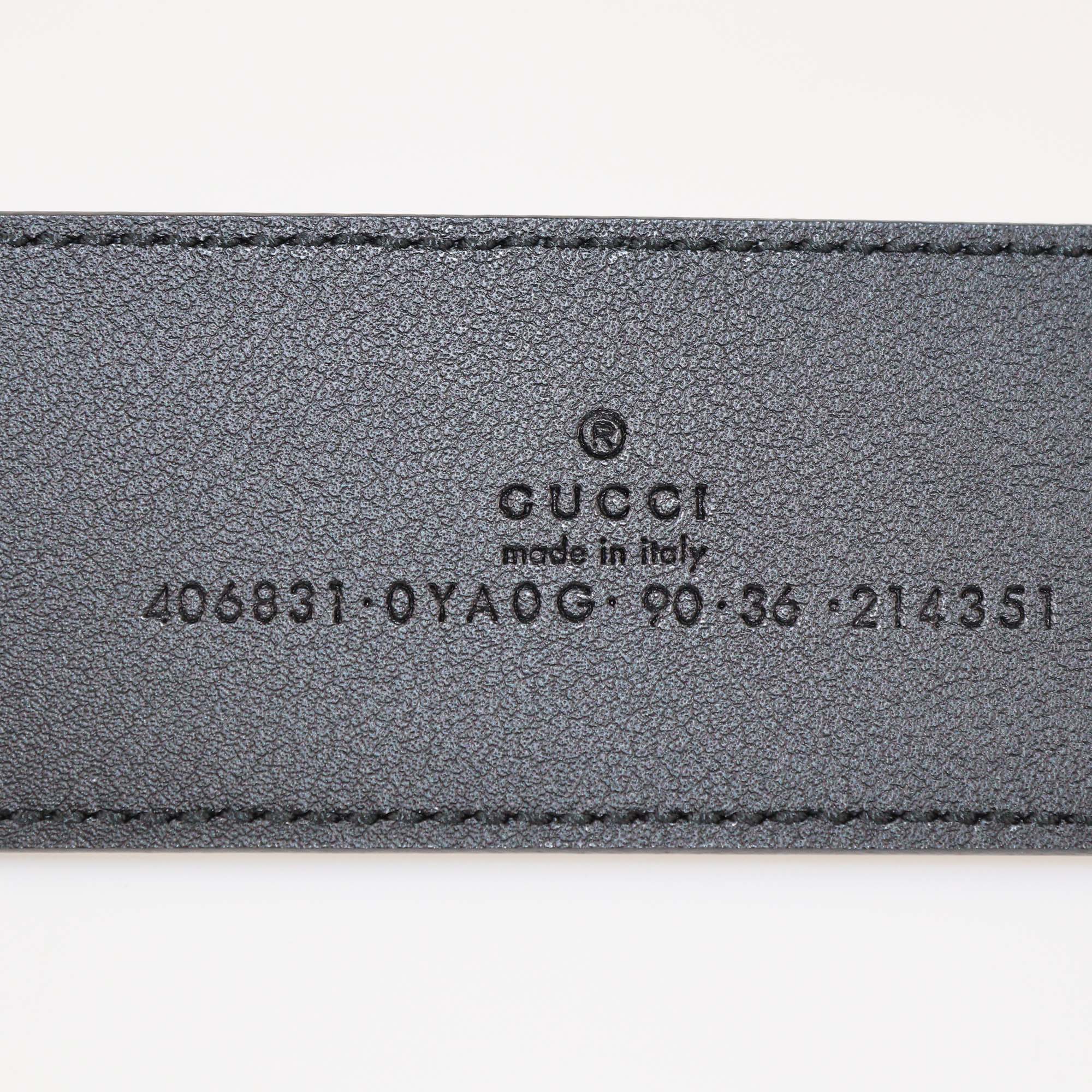 Gucci Black Leather GG Marmont Wide Belt