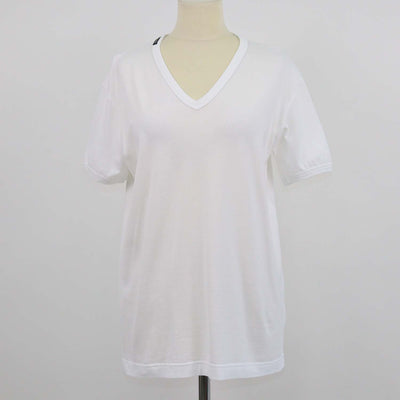 Dolce & Gabbana White Cotton V Neck T-Shirt