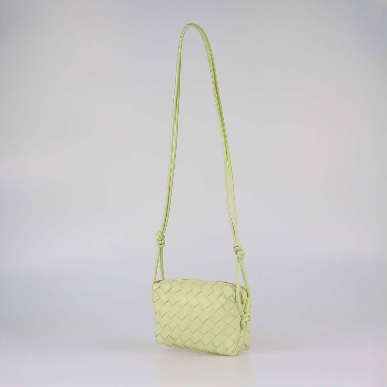 Bottega Veneta Lime Intrecciato Leather Mini Loop Camera Crossbody Bag
