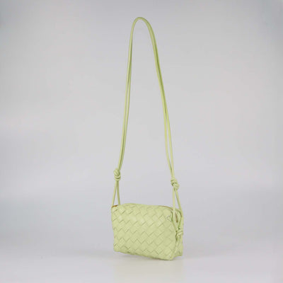 Bottega Veneta Lime Intrecciato Leather Mini Loop Camera Crossbody Bag