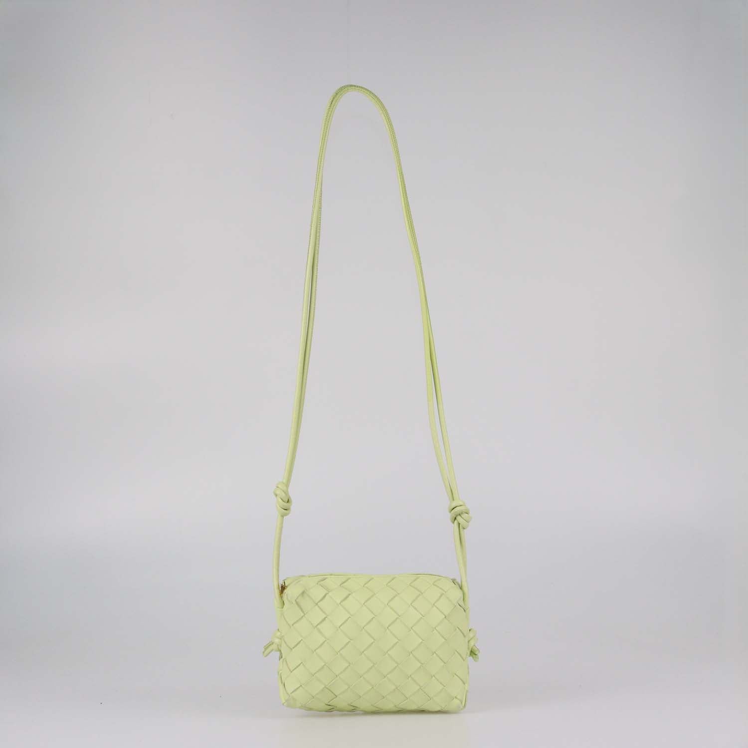 Bottega Veneta Lime Intrecciato Leather Mini Loop Camera Crossbody Bag