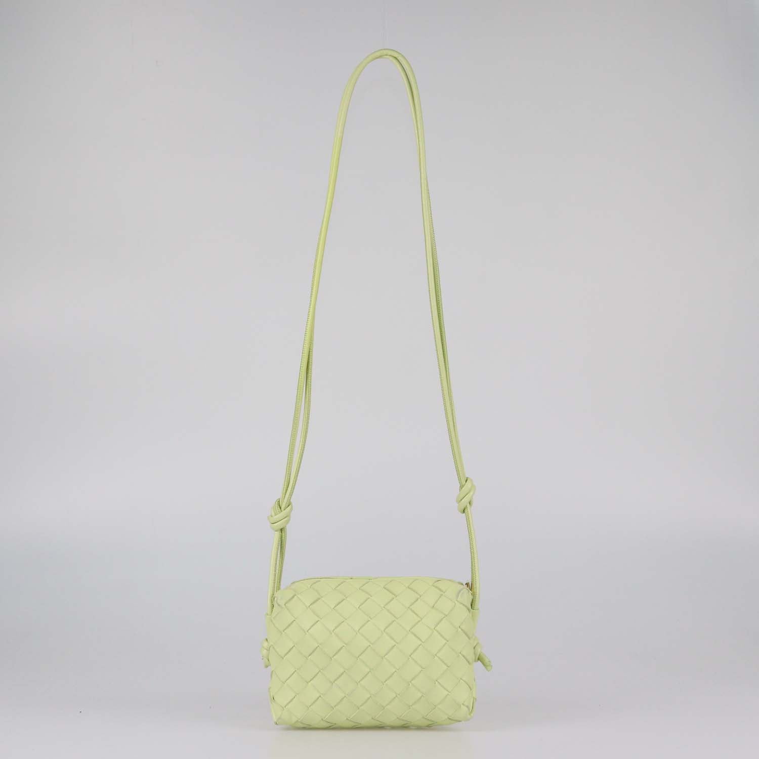 Bottega Veneta Lime Intrecciato Leather Mini Loop Camera Crossbody Bag