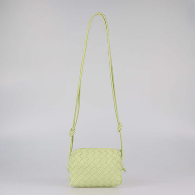 Bottega Veneta Lime Intrecciato Leather Mini Loop Camera Crossbody Bag