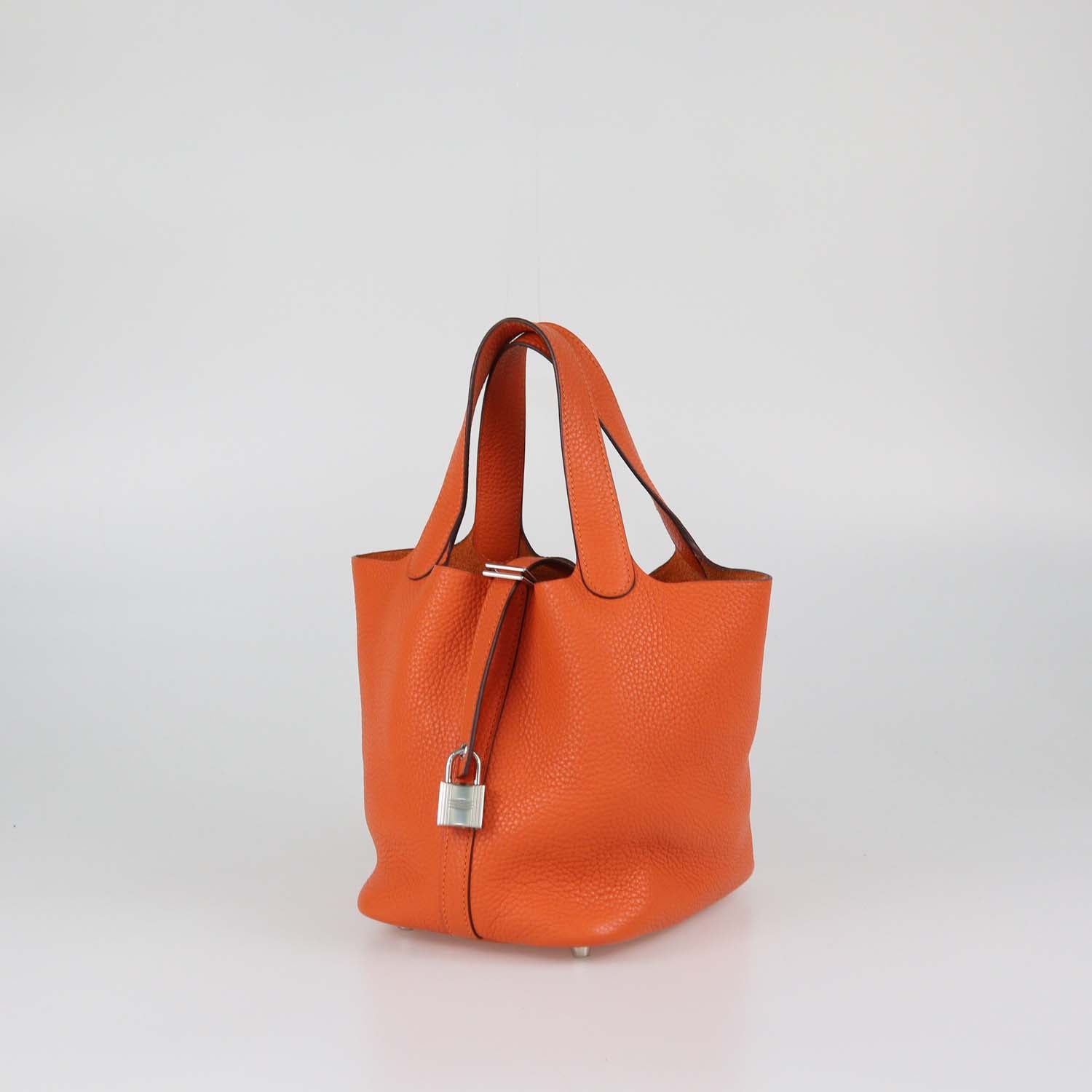 Hermes Orange Clemence Leather Picotin Lock 18 Bag