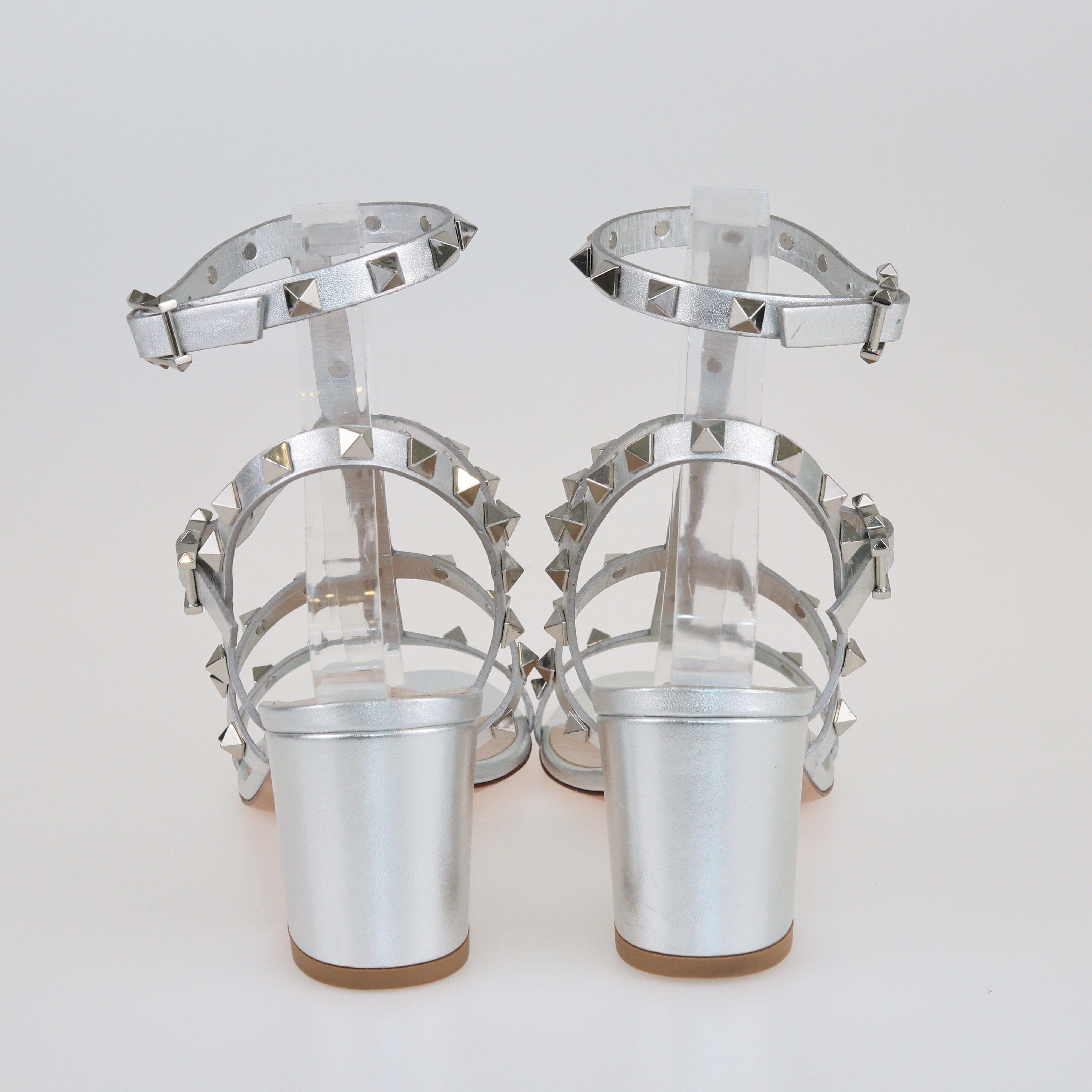 Silver Rockstud Sandal Shoes Valentino 
