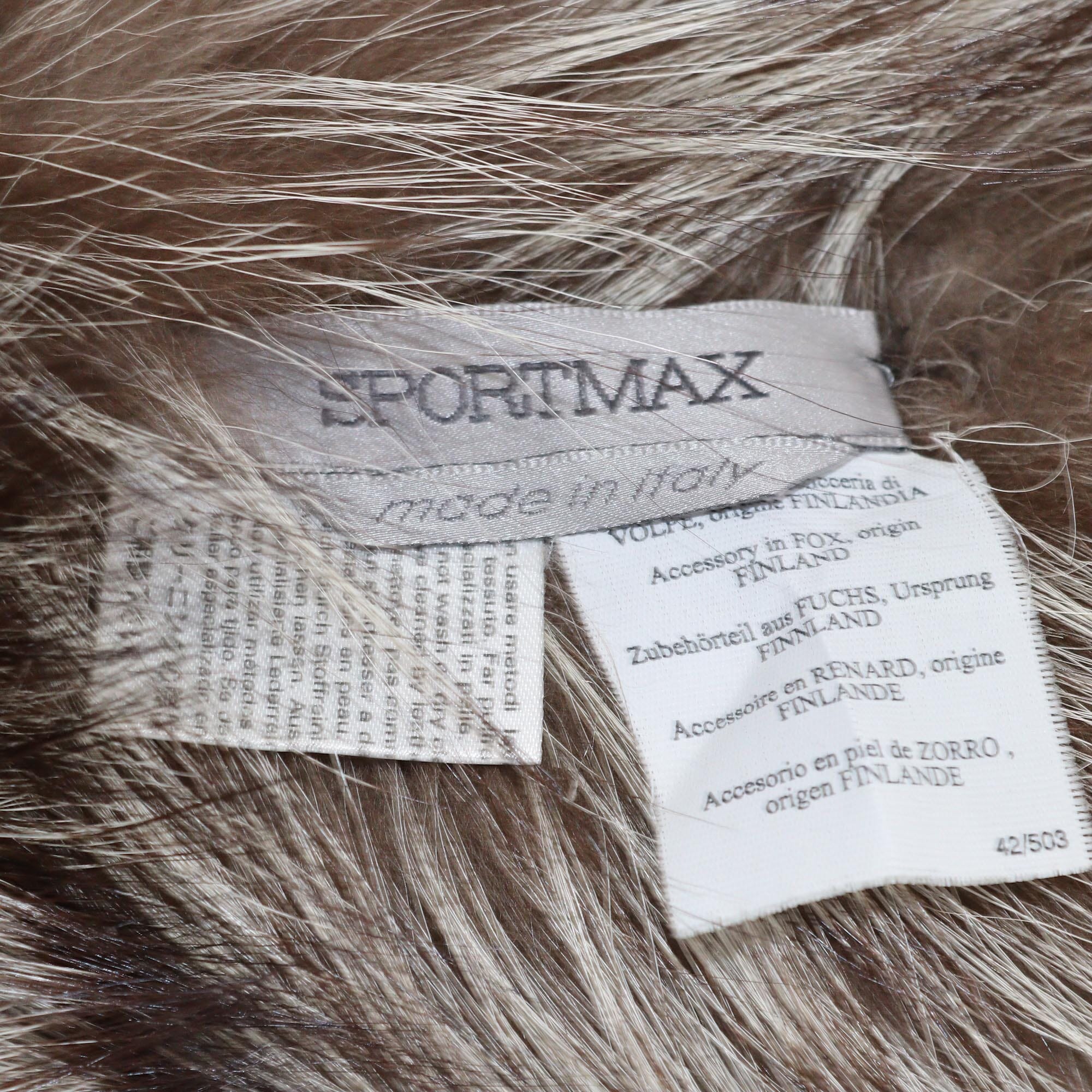 SportMax Brown/White Fox Fur Neck Scarf Womens SportMax 