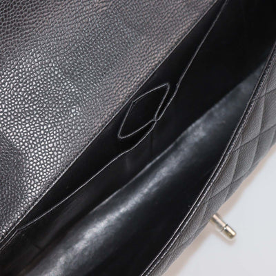 Chanel Black Quilted Caviar Leather East/West Classic Flap Bag