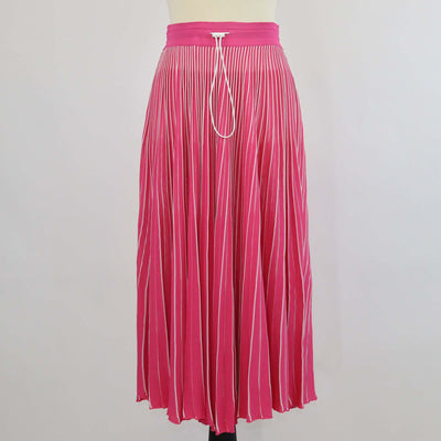 Valentino Pink Striped Pleated Midi Skirt