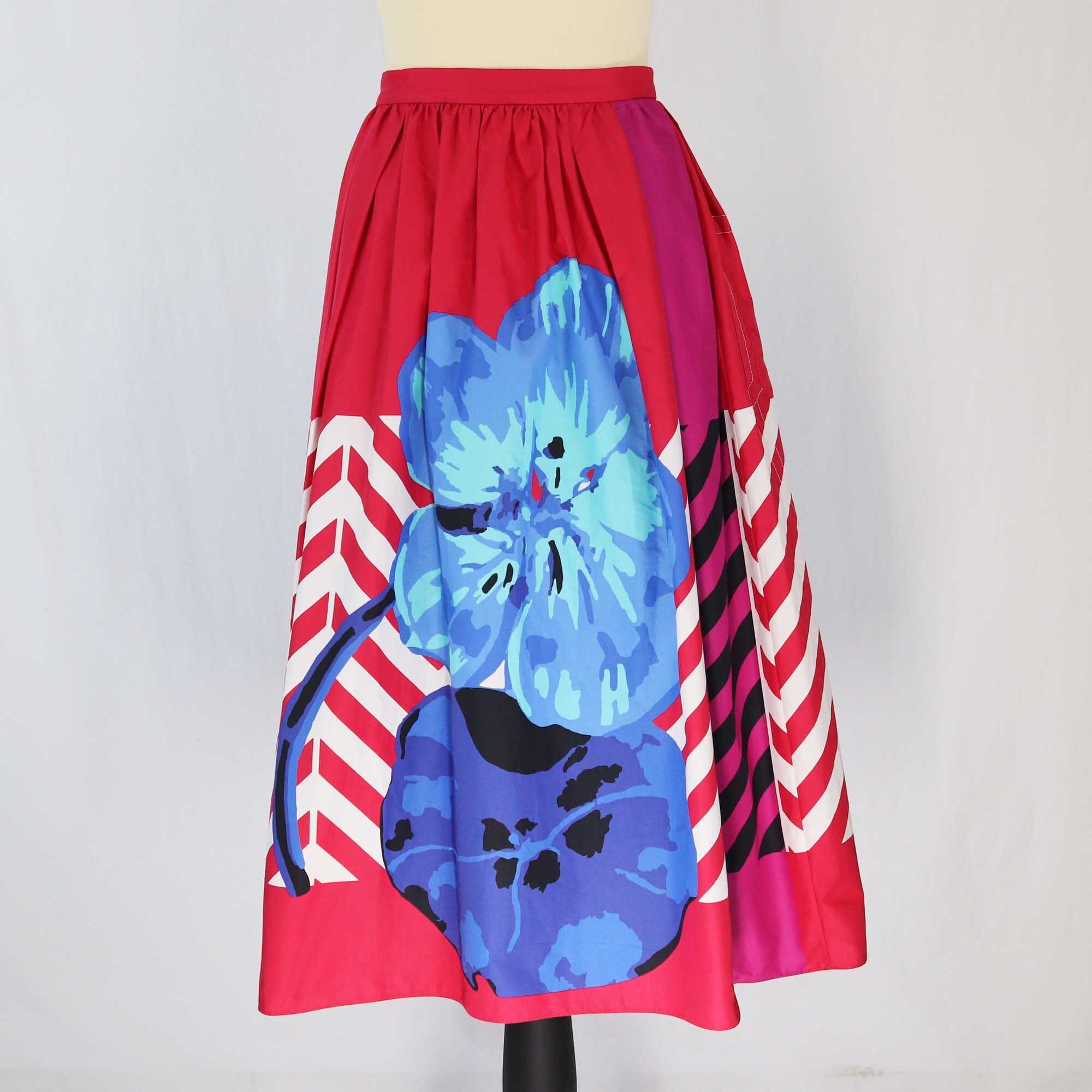 Dior Multicolor Printed Pleated Midi Skirt Clothing Christian Dior 