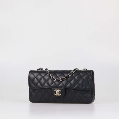 Chanel Black Quilted Caviar Leather East/West Classic Flap Bag