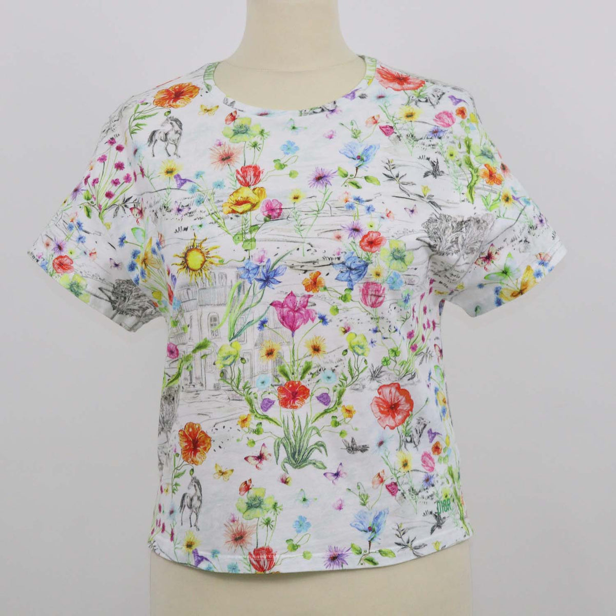 Christian Dior Kids Multicolor Cotton Floral Print T-Shirt