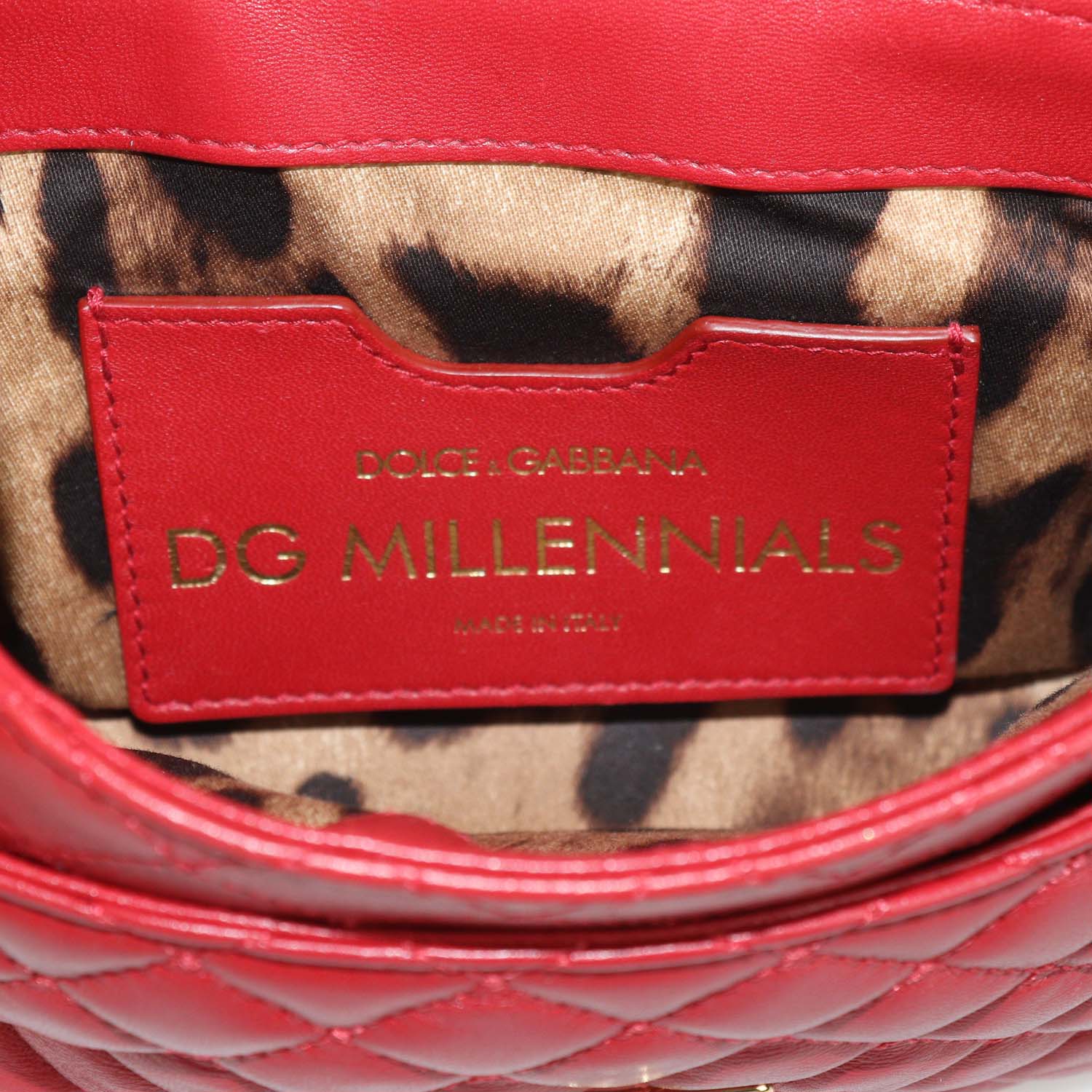 Dolce & Gabbana Red Quilted Leather DG Millennials Crystal Crossbody Bag