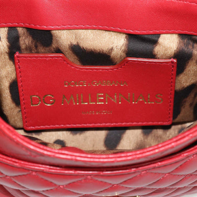 Dolce & Gabbana Red Quilted Leather DG Millennials Crystal Crossbody Bag