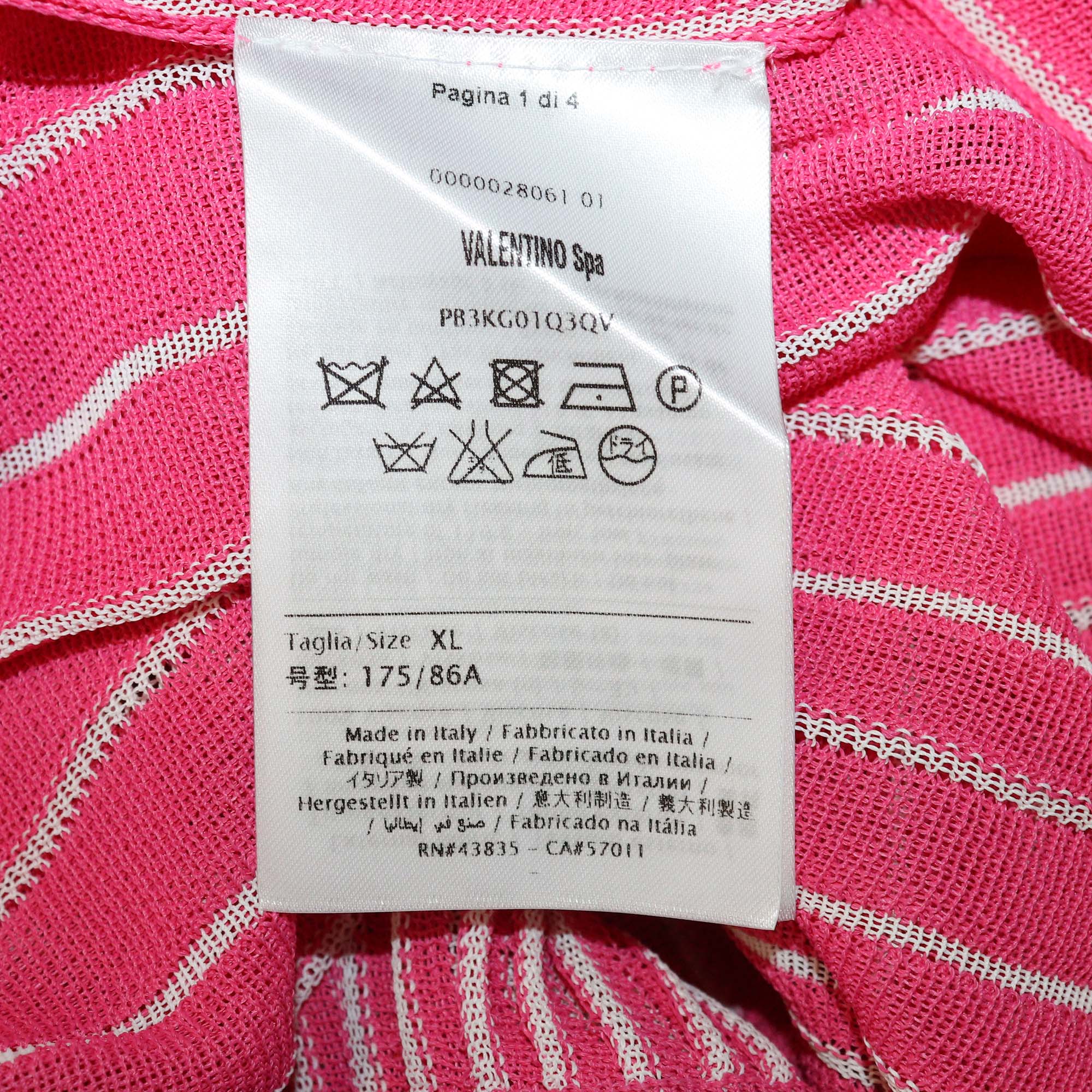 Valentino Pink Striped Pleated Midi Skirt