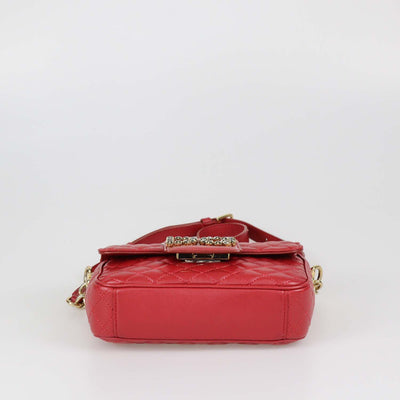 Dolce & Gabbana Red Quilted Leather DG Millennials Crystal Crossbody Bag