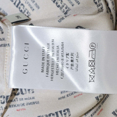 Gucci Beige Silk Invite Stamp Print Ruffled Longsleeve Shirt