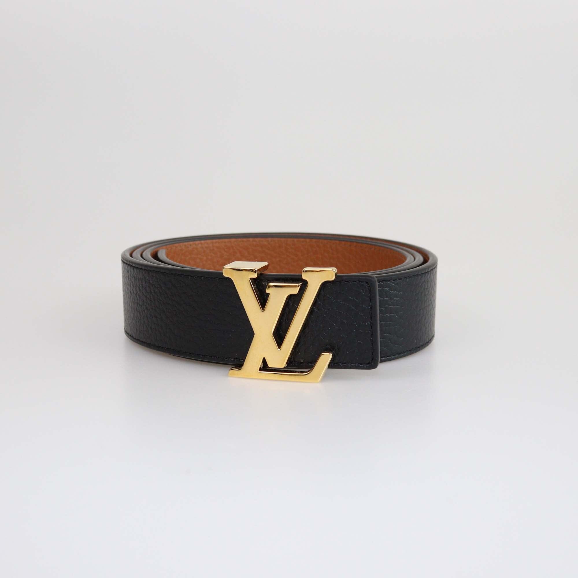 Louis Vuitton Black/Brown LV Initiales Reversible Belt Womens Louis Vuitton 