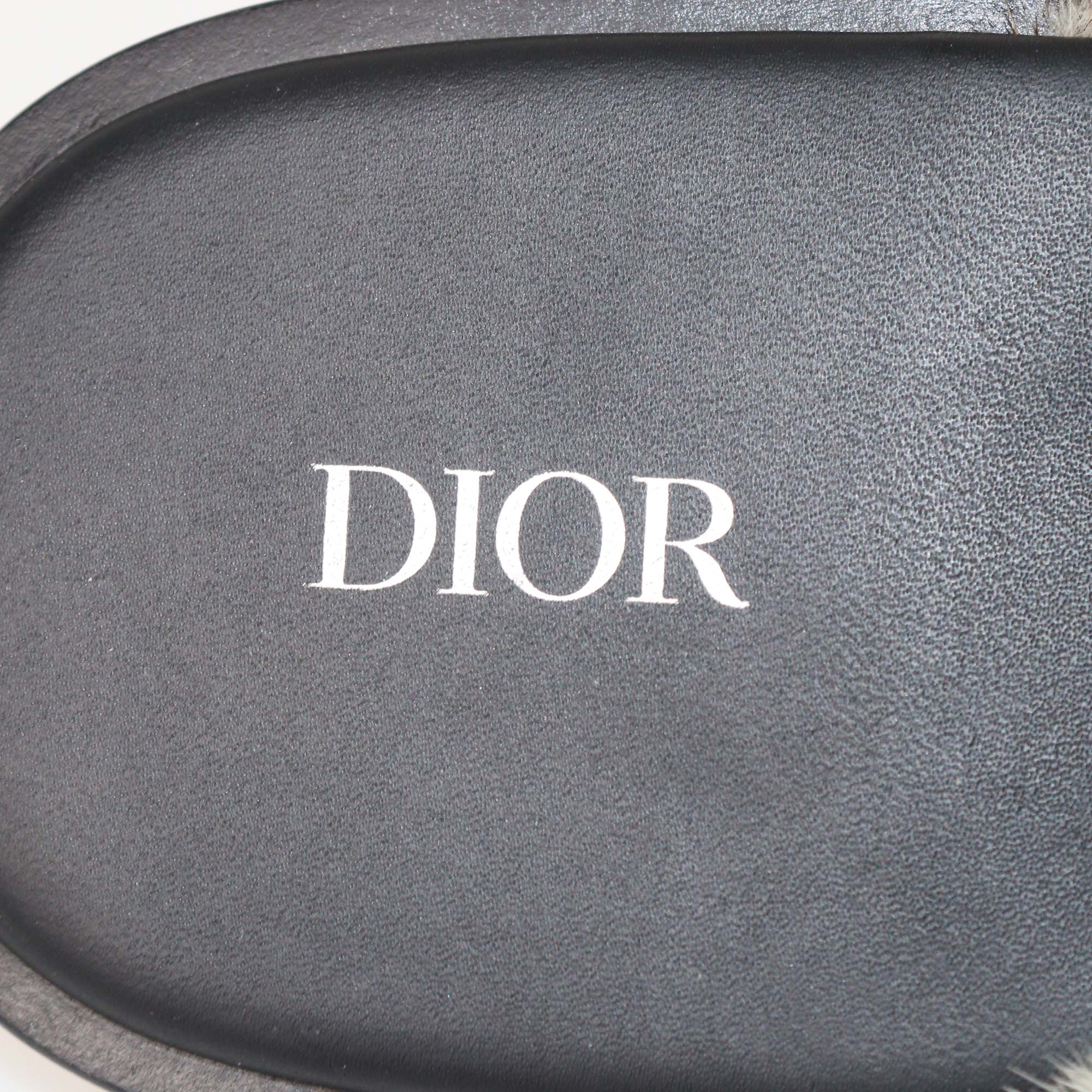 Christian Dior Brown/White Oblique Mink Fur Mules