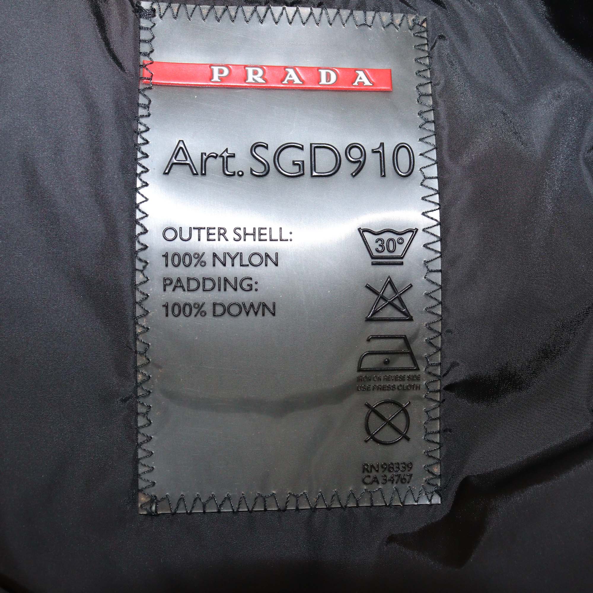 Prada Grey Nylon Padded Down Jacket w/ Detachable Fur Trim Hoodie