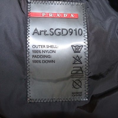 Prada Grey Nylon Padded Down Jacket w/ Detachable Fur Trim Hoodie