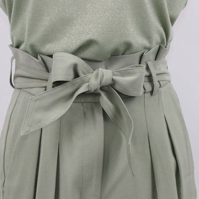 Tara Jamon Pale Green Metallic Blend Viscose Sleeveless Shirt & Priscille Short