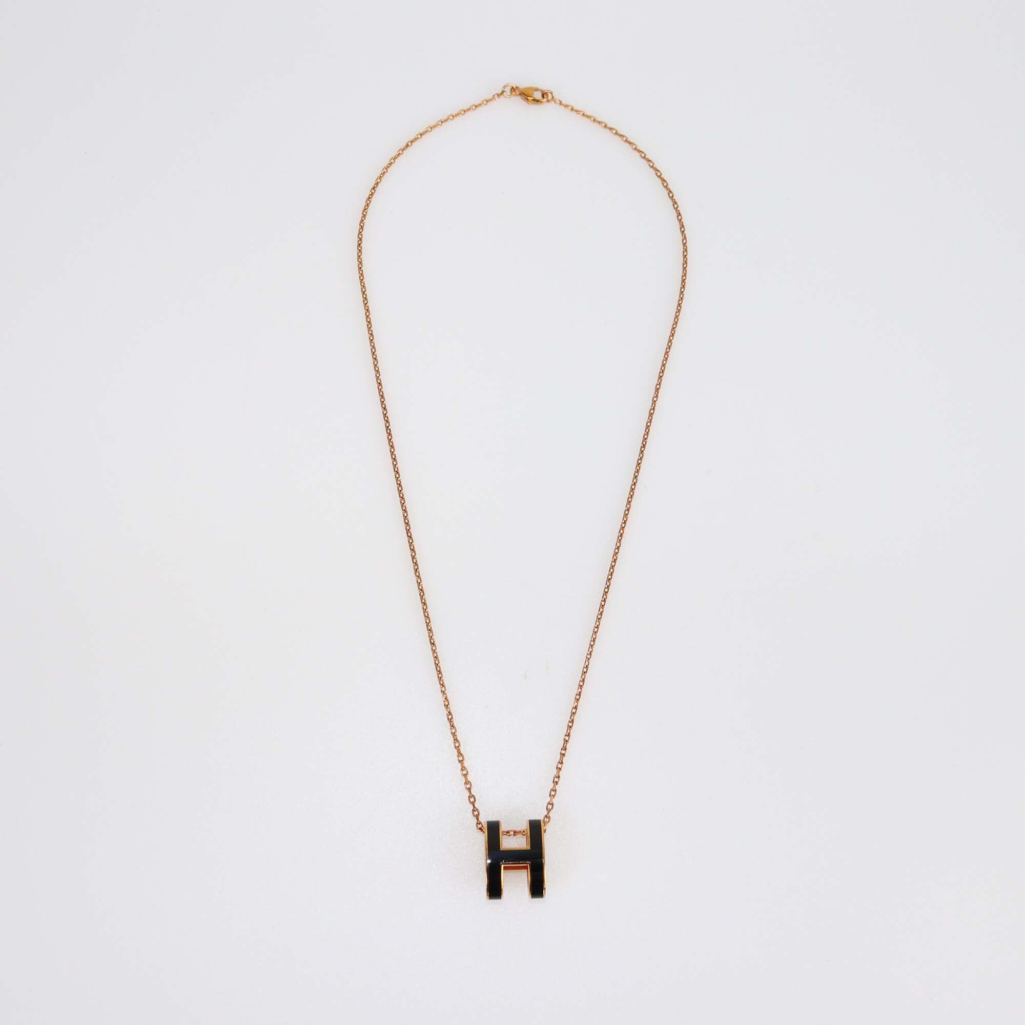 Hermes Pop H Rose Gold Plated Necklace Womens Hermes 