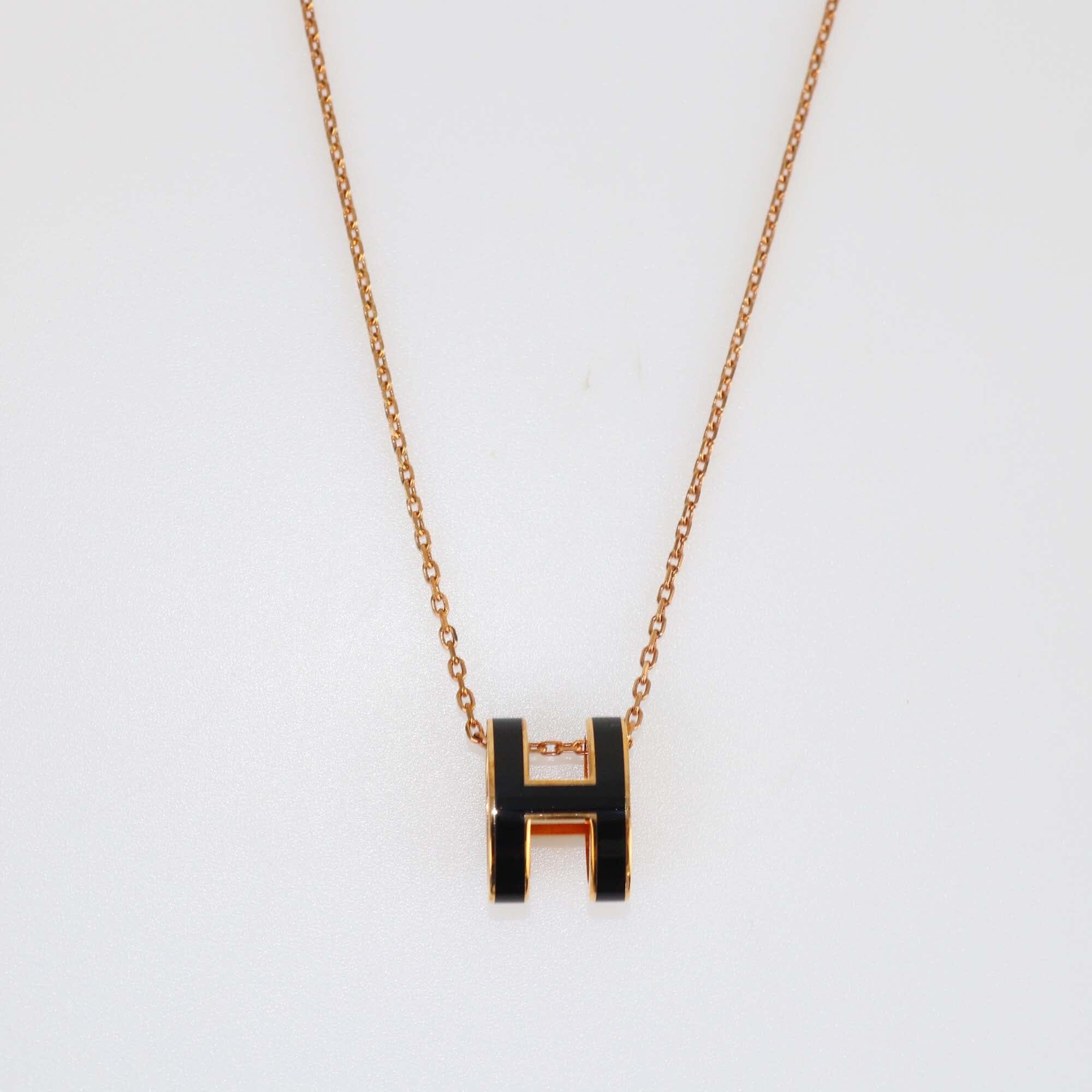 Hermes Pop H Rose Gold Plated Necklace Womens Hermes 