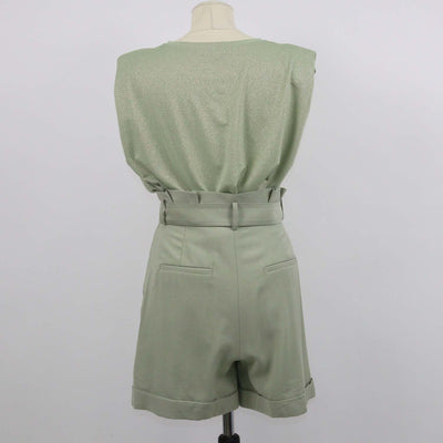 Tara Jamon Pale Green Metallic Blend Viscose Sleeveless Shirt & Priscille Short