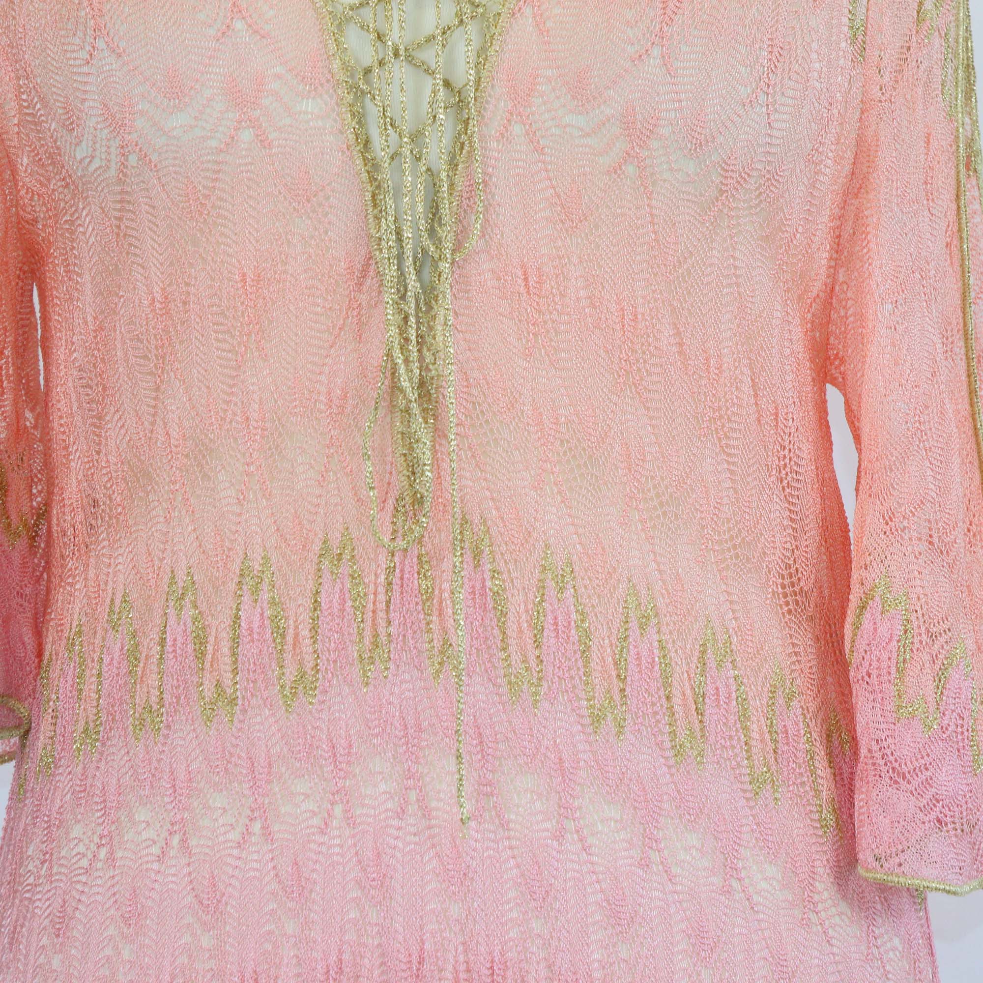 Missoni Mare Multicolor Viscose Crochet Short Sleeve Dress