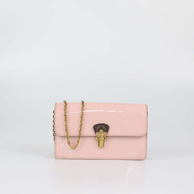 Louis Vuitton Rose Ballerine Vernis Cherrywood Wallet On Chain