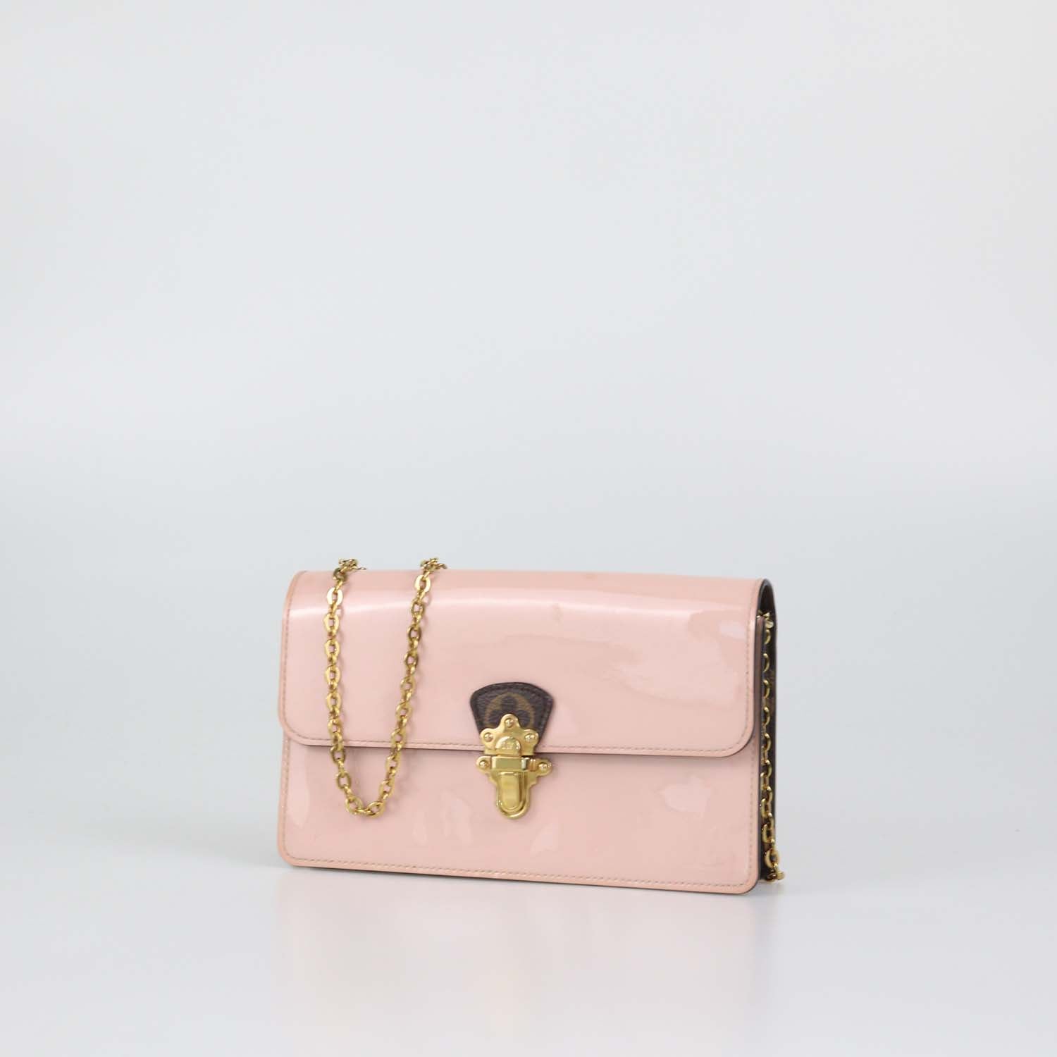 Louis Vuitton Rose Ballerine Vernis Cherrywood Wallet On Chain