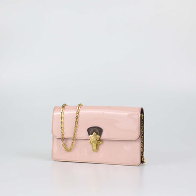 Louis Vuitton Rose Ballerine Vernis Cherrywood Wallet On Chain