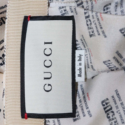 Gucci Beige Silk Invite Stamp Print Pleated Midi Skirt