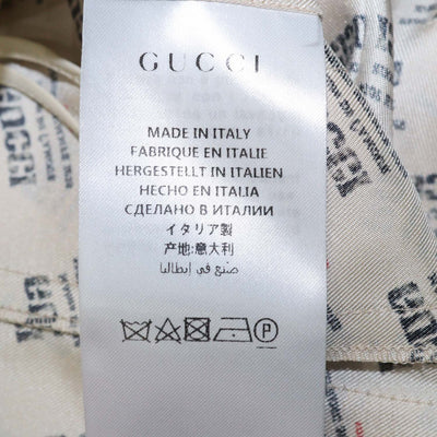 Gucci Beige Silk Invite Stamp Print Pleated Midi Skirt