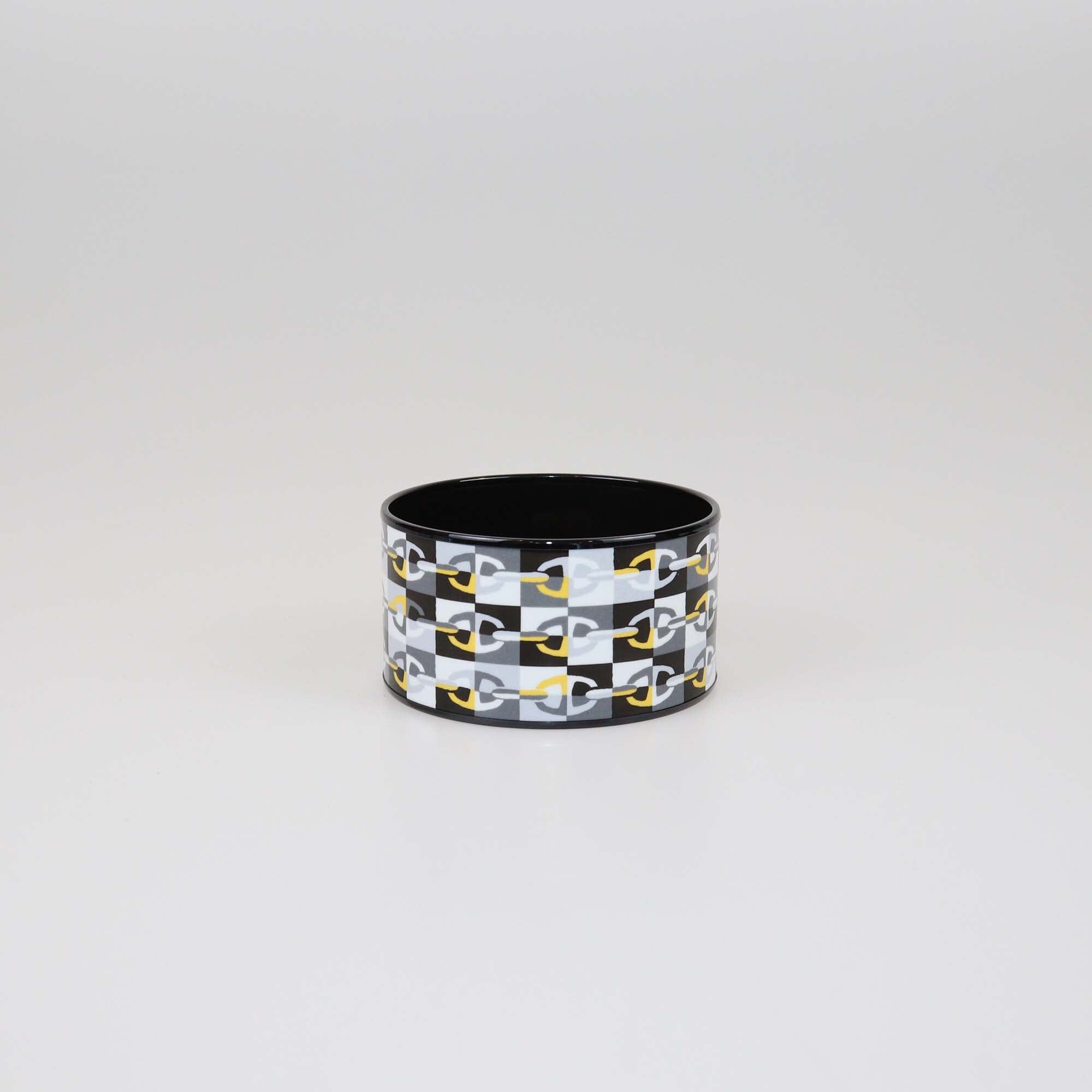 Hermes Black/Multicolor PVD Collier De Print Extra Wide Bracelet Womens Hermes 