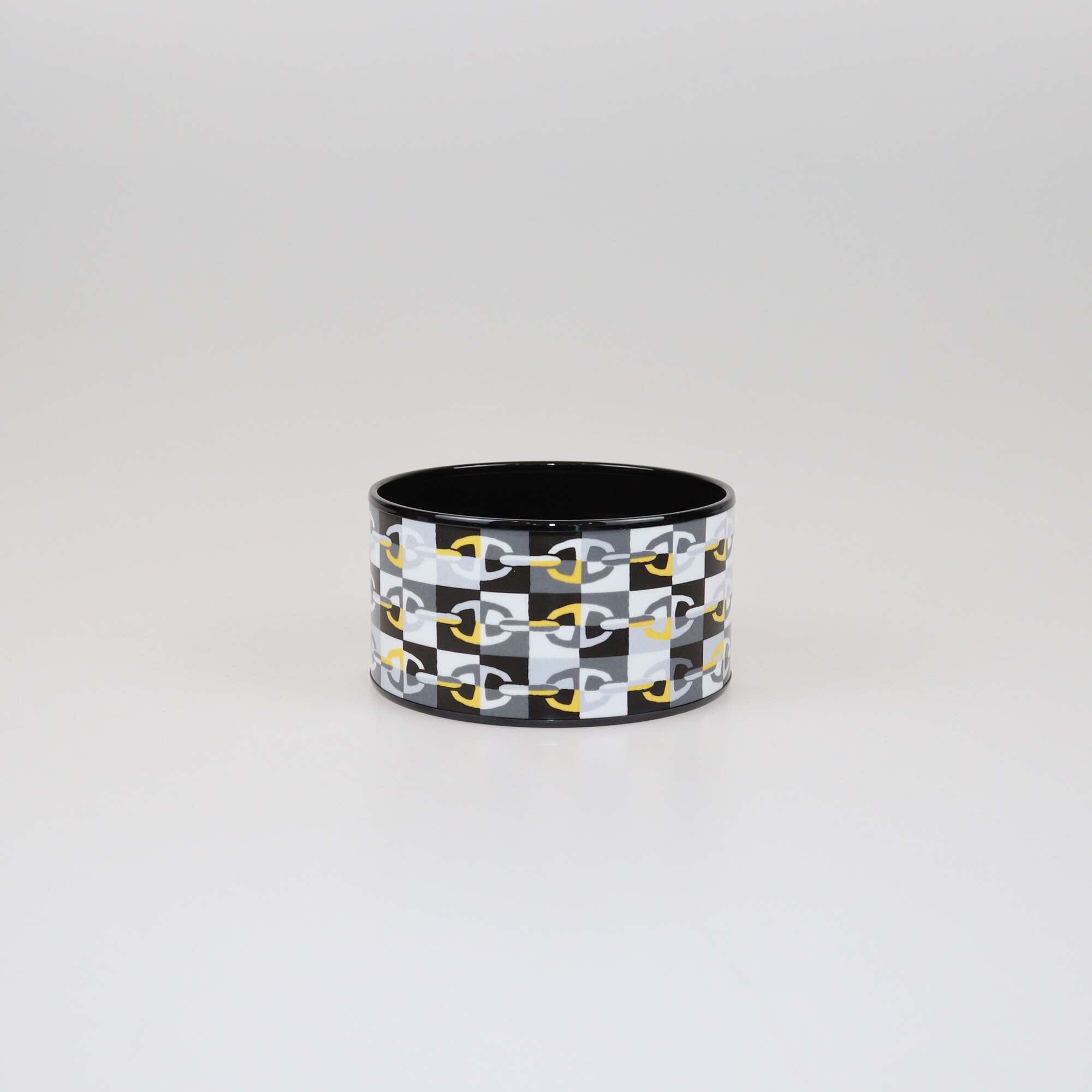 Hermes Black/Multicolor PVD Collier De Print Extra Wide Bracelet Womens Hermes 