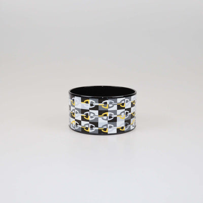 Hermes Black/Multicolor PVD Collier De Print Extra Wide Bracelet Womens Hermes 