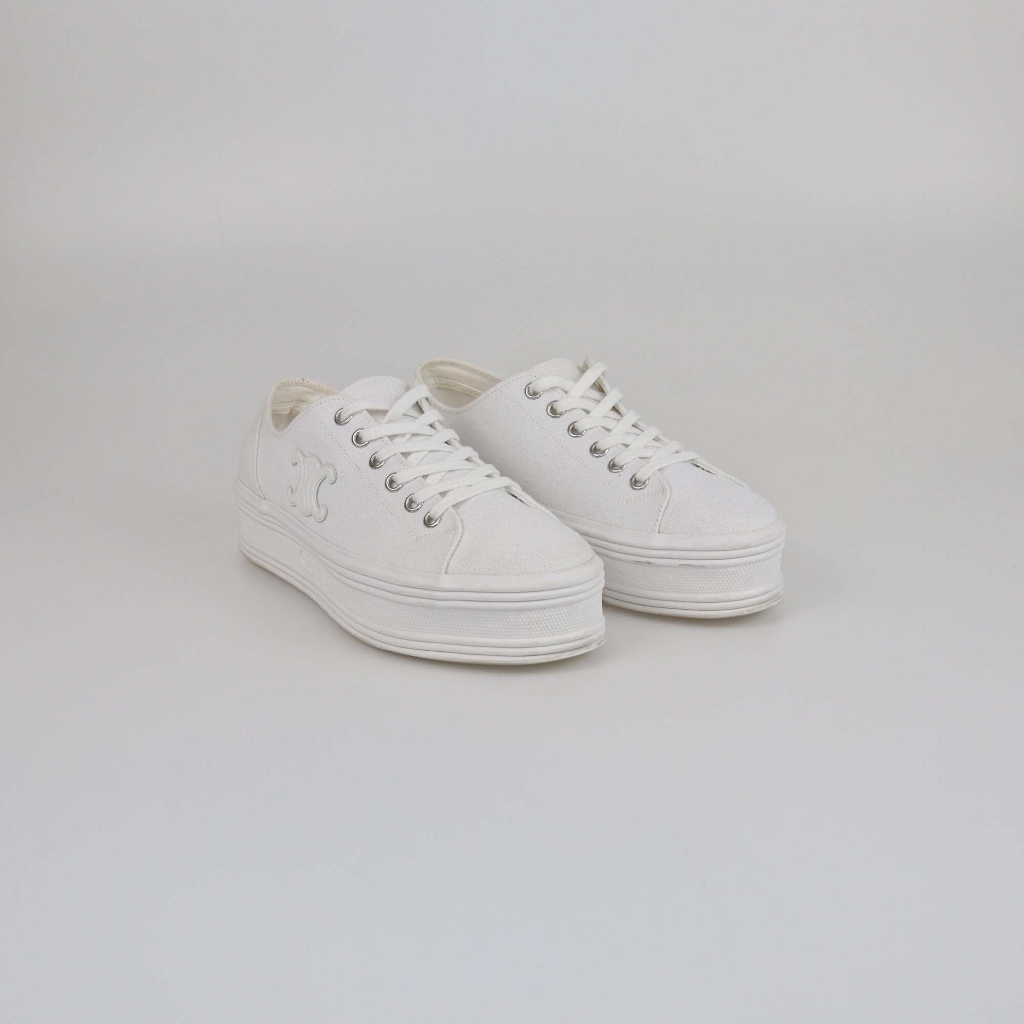 Celine White Jane Platform Sneakers Womens Celine 