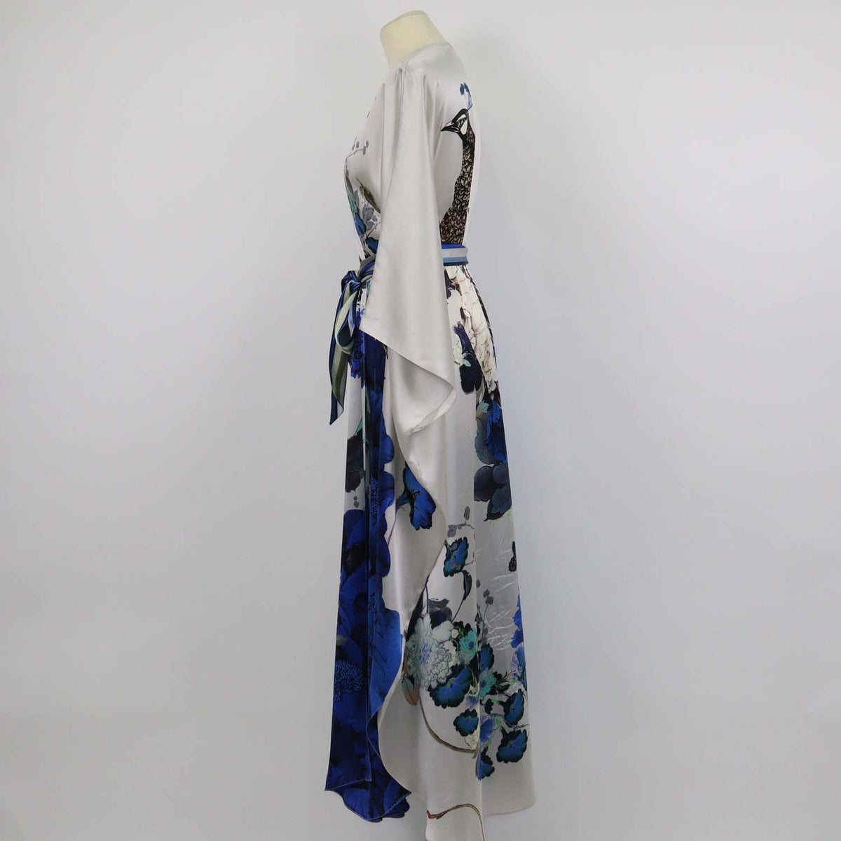 Meng Multicolor Silk Floral Print Belted Kaftan