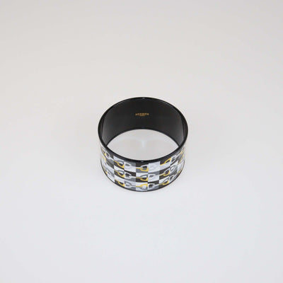 Hermes Black/Multicolor PVD Collier De Print Extra Wide Bracelet Womens Hermes 
