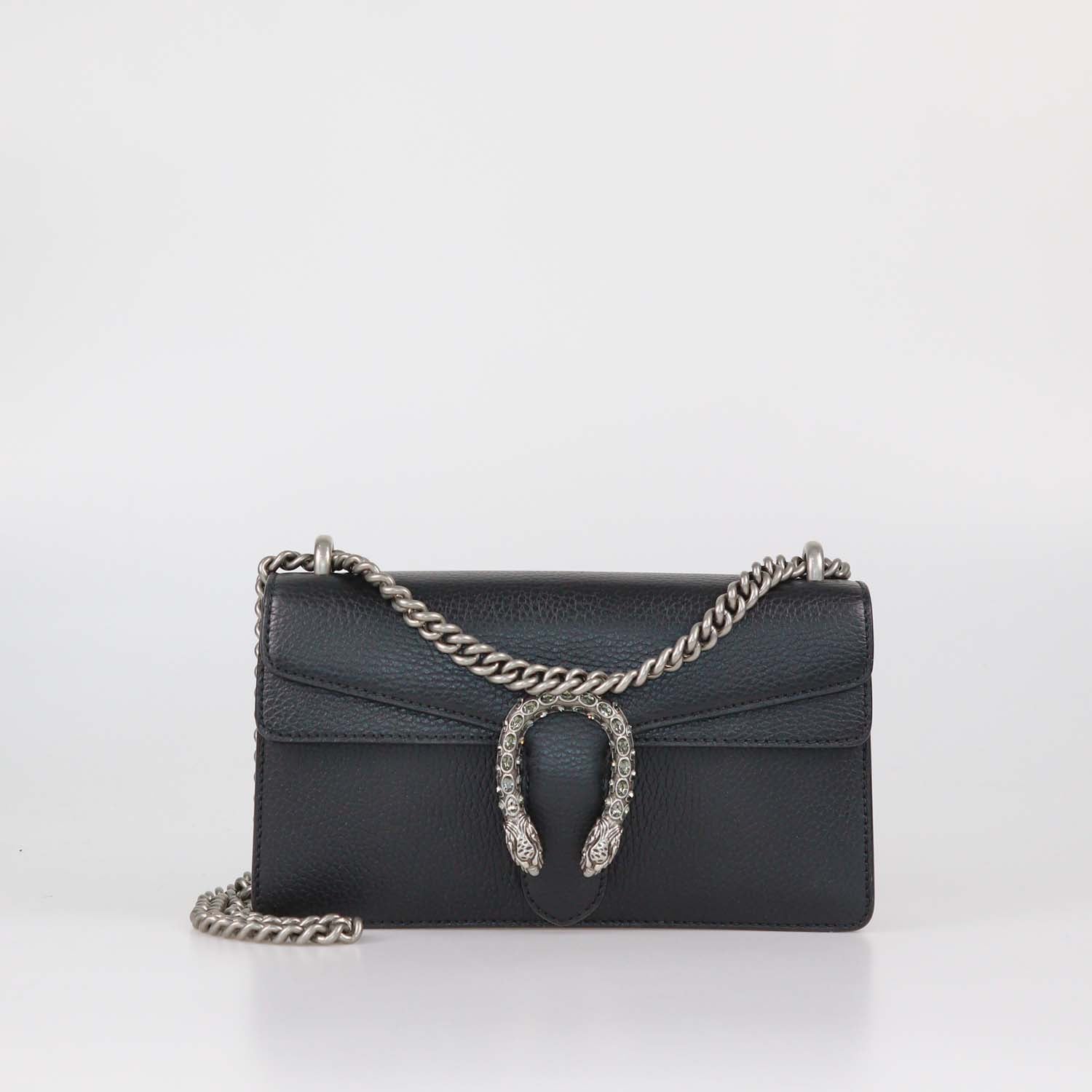 Gucci Black Leather Small Rectangular Dionysus Shoulder Bag