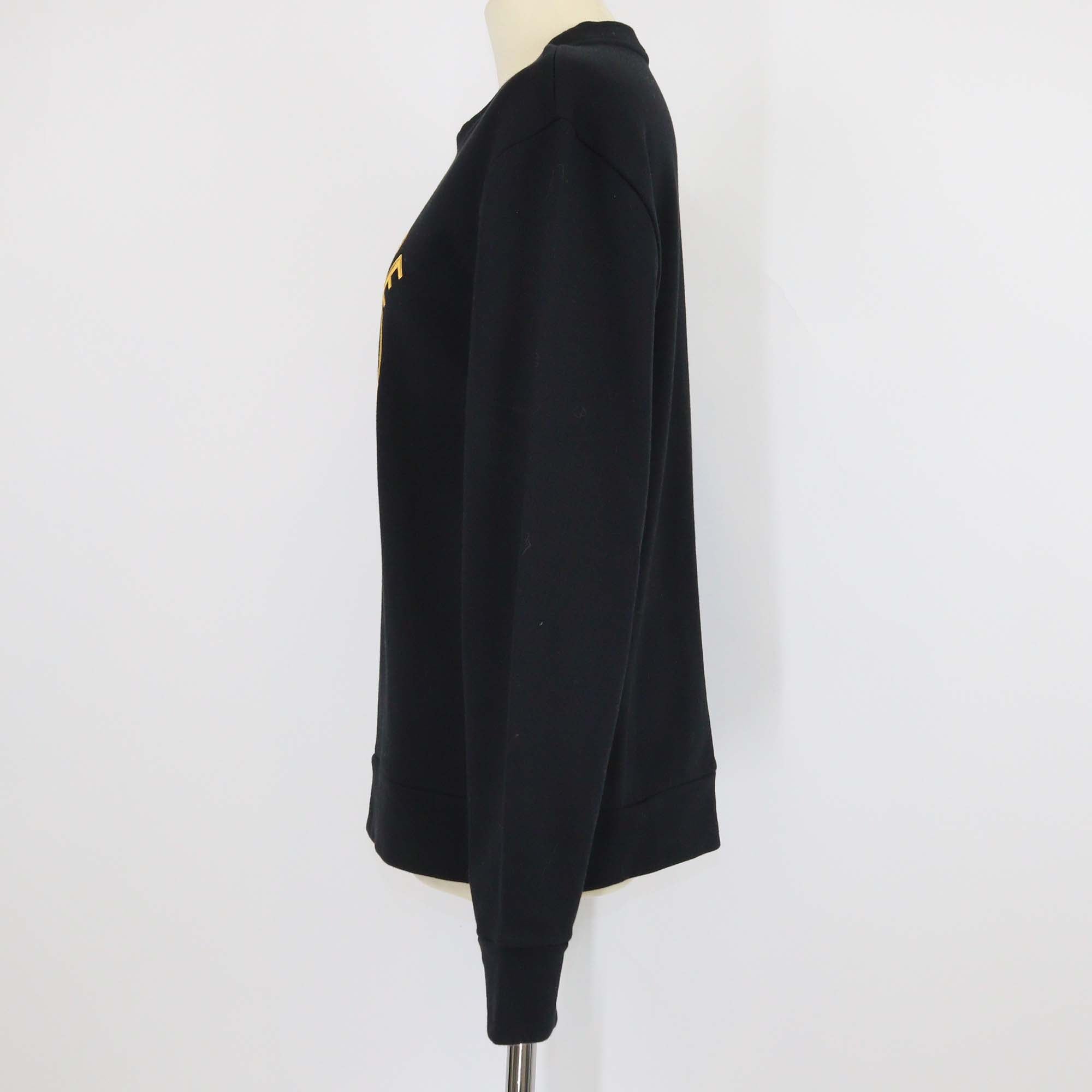 Versace Black Cotton Logo Sequined Embroidered Sweatshirt