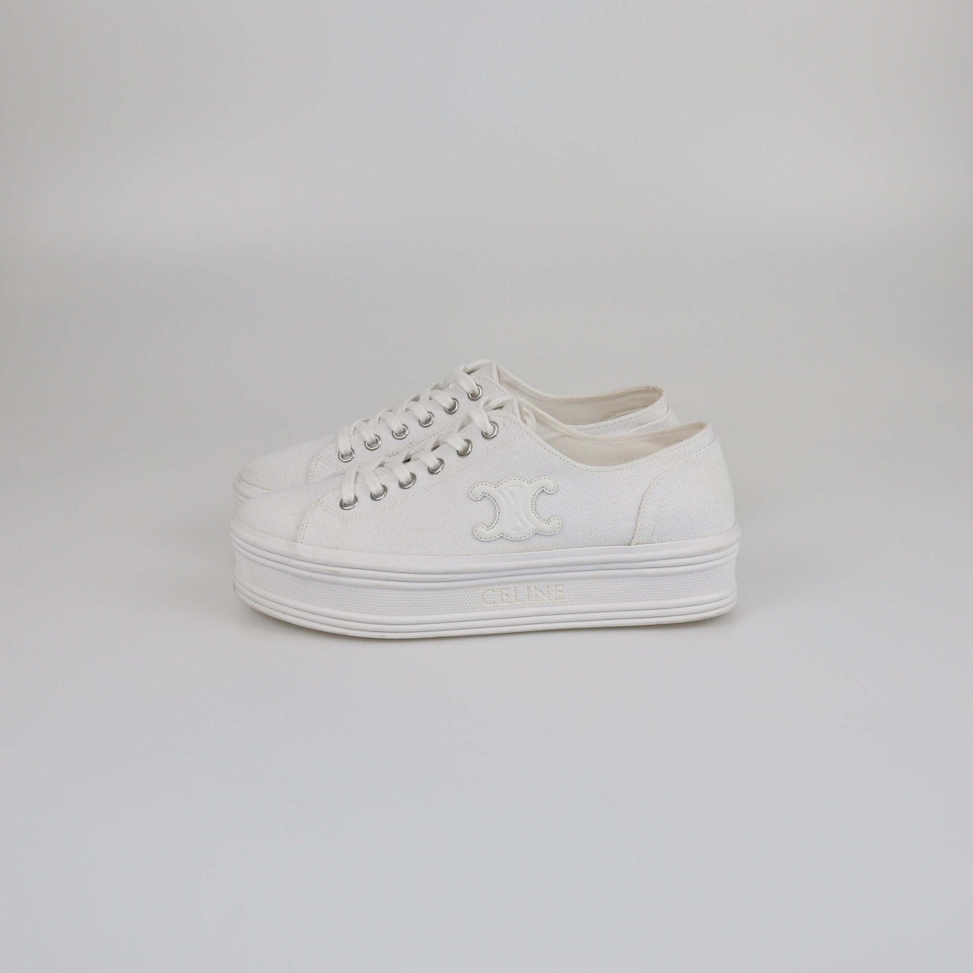 Celine White Jane Platform Sneakers Womens Celine 