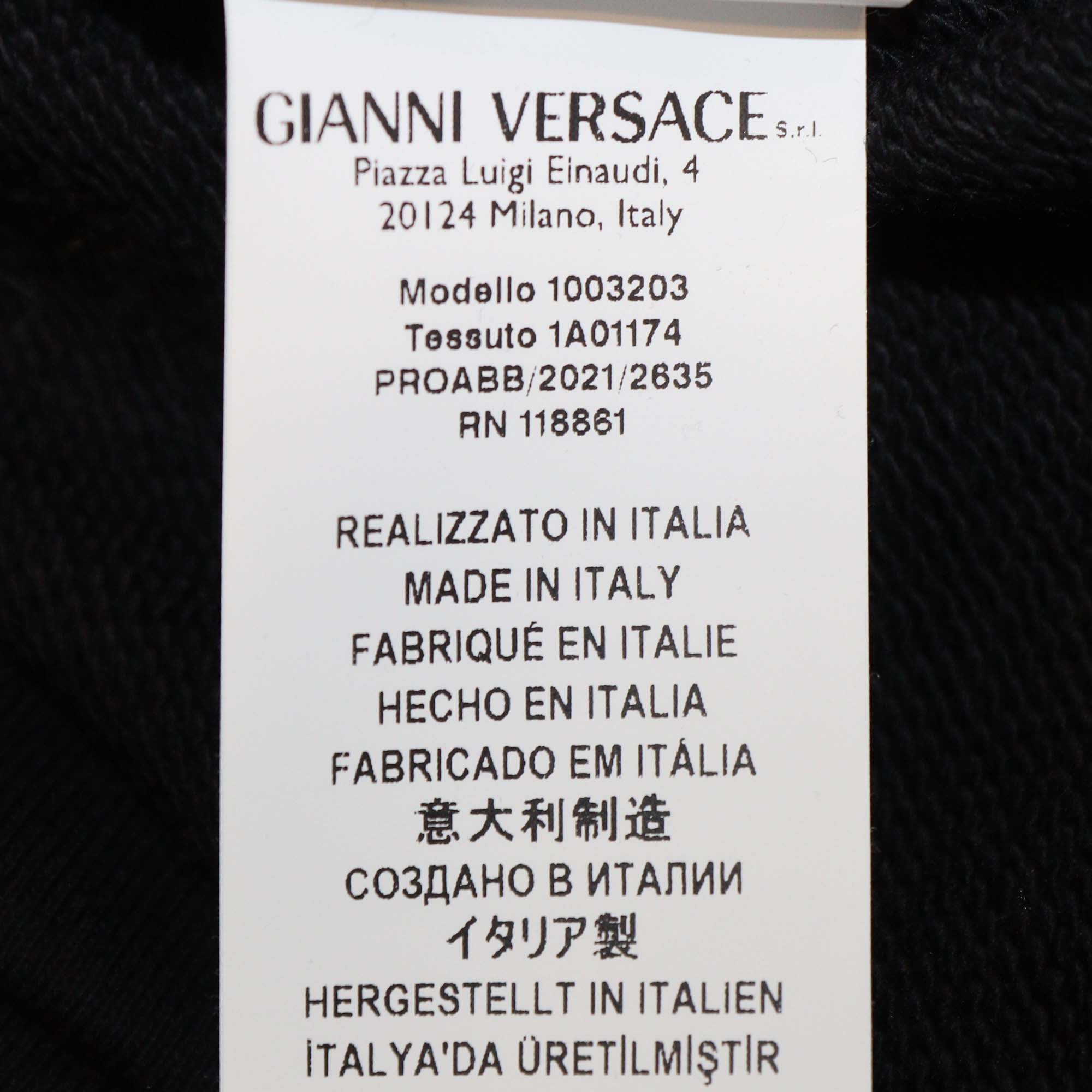 Versace Black Cotton Logo Sequined Embroidered Sweatshirt