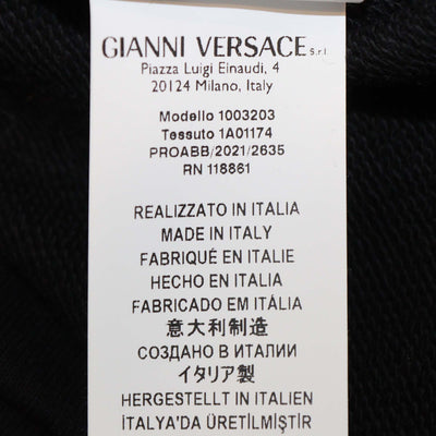 Versace Black Cotton Logo Sequined Embroidered Sweatshirt