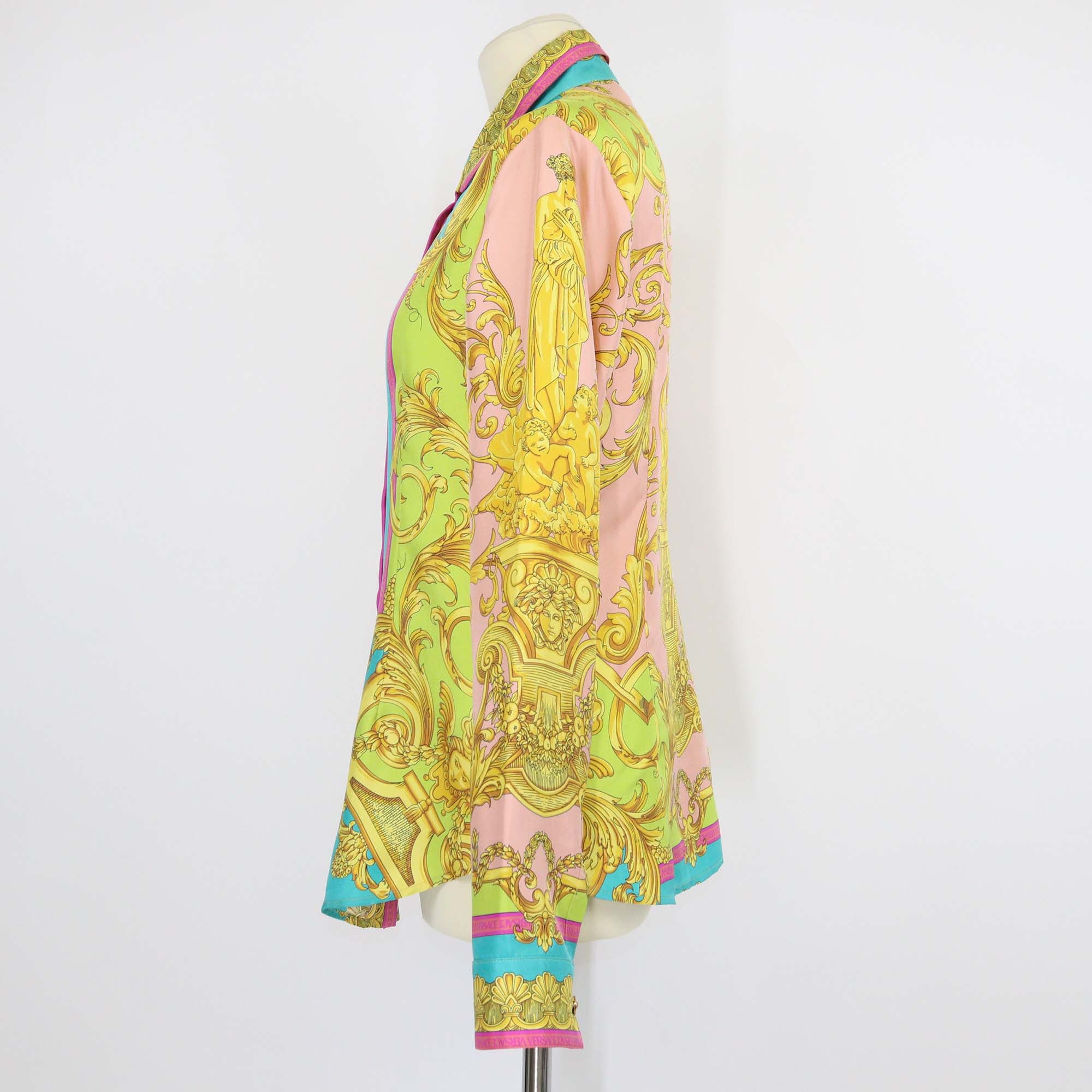Versace Multicolor Baroque Printed Silk Heritage Fit Shirt
